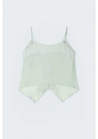 Sateen Fırfır Detaylı Askılı Bluz - Mint-137725 MİNT
