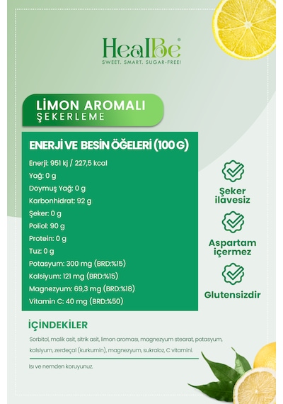 Limon Aromalı Şekersiz Şekerleme