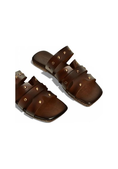 Fox Shoes Y390755203 Kahverengi Hakiki Deri Kadın Terlik