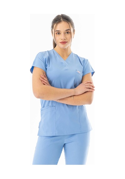 Likra Yarasa Kol Doktor Hemşire Forması Açık Mavi Lyrs10013 Açık Mavi