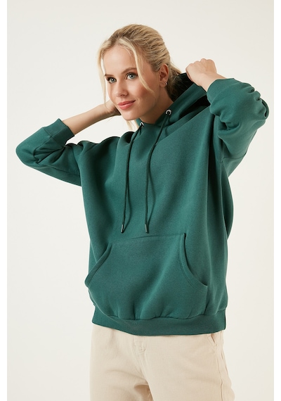 Lela Regular Fit Pamuklu Kapüşonlu Yaka Şardonlu Kışlık 2'Li Paket Bayan Sweat 5863854S2 Nefti-Bisküvi