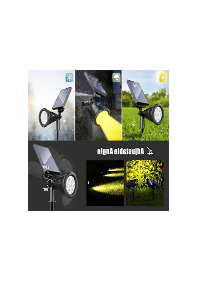 7 Led'li Güneş Enerjili Bahçe Lambası, Su Geçirmez Aydınlatma 10 Parça Siyah
