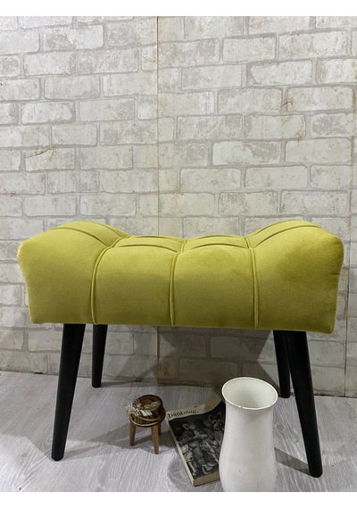 , Puf Ahşap Siyah Ayak Limon Sarısı,spor Modern Tasarım, Çima Dik