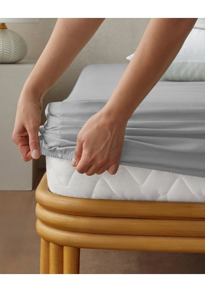 Novella Premium Soft Cotton Çift Kişilik Lastikli Çarşaf 160x200 Cm Orta Gri