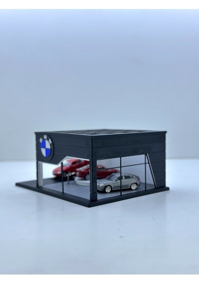 1/64 Ölçekli Siyah Renk Bmw Showroom Tasarımlı Diorama Araç Sergileme Garajı 3d Baskı