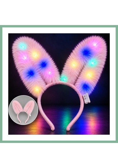 Bşkvirgo 3 Modlu Led Işıklı Peluş Tavşan Kulağı Pembe Renk Bsk2026