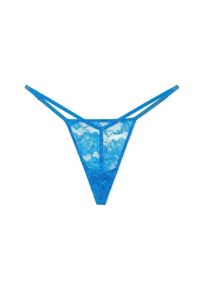 Victoria's Secret Işıltılı Askılı Dantelli V-string Külot Mavi Şok