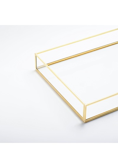 Cam Tepsi Pirinç & Gold 35x25x5cm