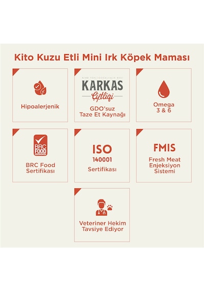 Kito Doğal Besi Kuzu Etli Yetişkin Mini Irk Köpek Maması 2.5 KG