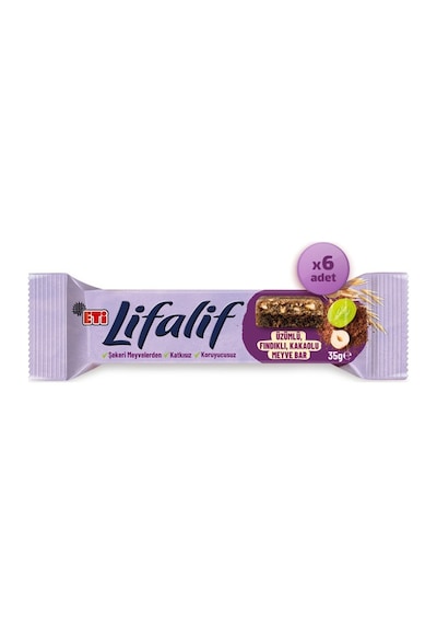 Lifalif Üzümlü, Fındıklı, Kakaolu Meyve Bar 35 G X 6 Adet