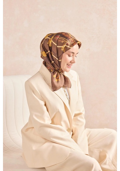 Silk Home Twill İpek Eşarp 11530-10 Kahverengi