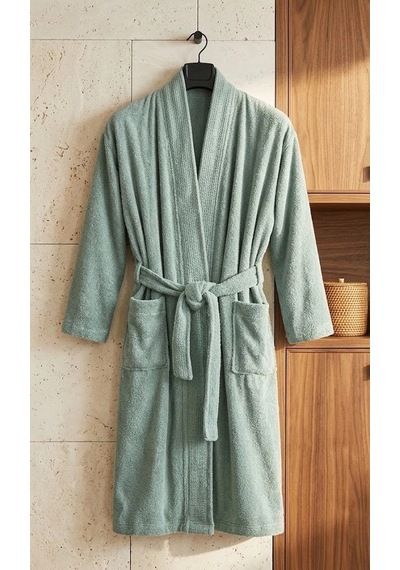 Bicomi Spa-comfort: Islaklık Karşıtı %100 Pamuklu Unisex Bornoz Yeşil