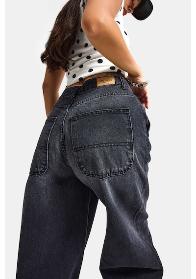 Itsbasic Kadın Koyu Füme Renk Juniper Skater Fit %100 Koton Denim Jean