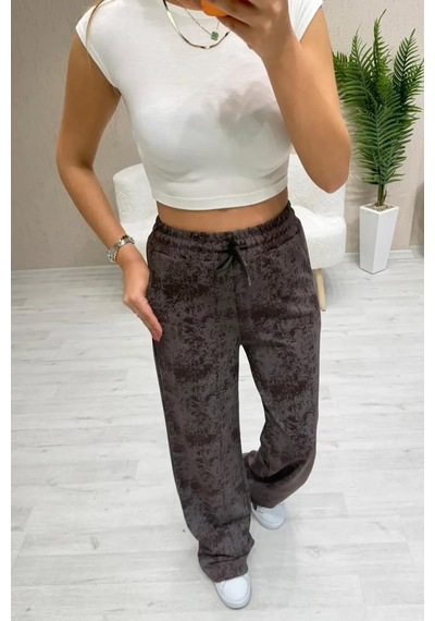Fiolin Soft Touch Batik Boyamalı Modal Pantolon Kahverengi