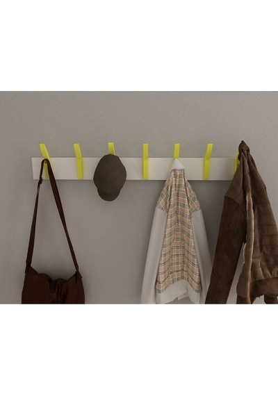 Hepsi3boyutlu Modern Duvar & Kapı Kanca Askılık - 7 Adet Sarı Kanca Askılık - Model No : 3 Sarı