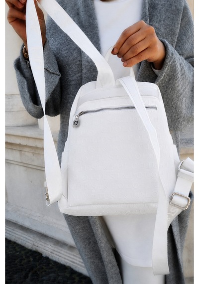 Beyaz 4040 Orijinal Just Polo Kadin 9 Bolmeli Orta Boy Sirt Cantasi 31x29 Cm White