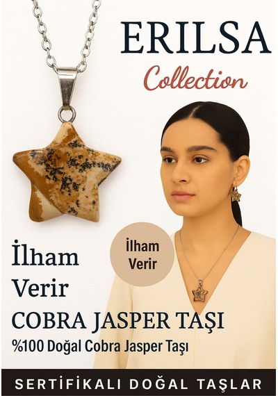 Sertifikalı Yıldız Model Cobra Kahverengi Jasper Doğal Taş Kolye İlham Verir Çok renkli