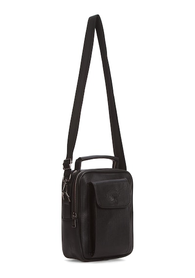 Newish Polo Erkek Deri Kapaklı Omuz Ve El Çantası 17x22cm New337 - Siyah