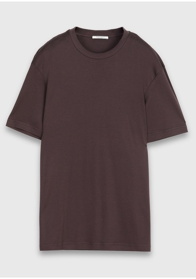 Ramsey Mürdüm Düz %100 Pamuk T-shirt