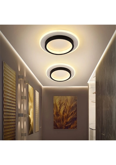 Akrilikli Yuvarlak Kumandalı,dimli 3 Işık Renkli 24x24cm Led Tava Siyah - Beyaz