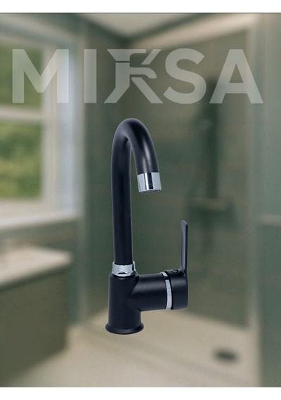 Siyah-krom Armut Baston Borulu Banyo Lavabo Bataryası Çeşmesi Musluğu Çift Su Girişli