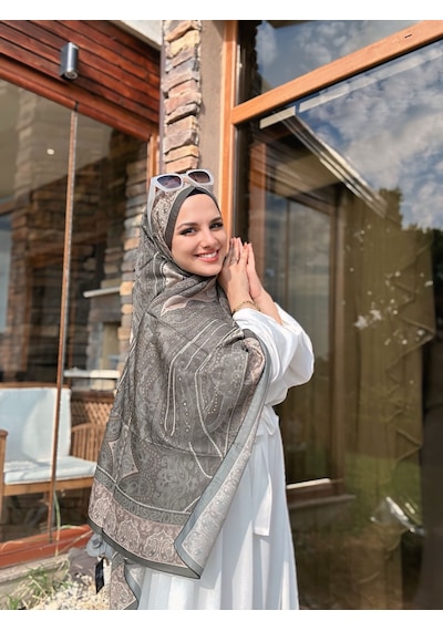 Nûda Vela Desen Soft Şal Haki
