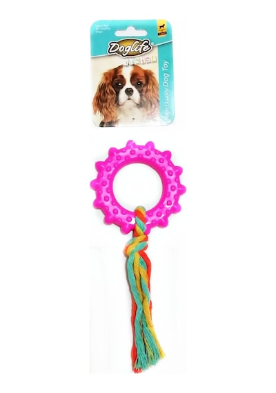 Doglife İpli Tırtıklı Halka 20 CM Küçük Irk ve Yavru Köpek Oyuncağı Çok Renkli