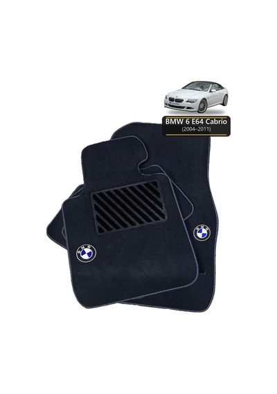 Oto Halı Paspas Seti Bmw 6 E64 Cabrio 2004 2011 Uyumlu Sport Kaymaz & Şık Tasarım - Siyah Logolu