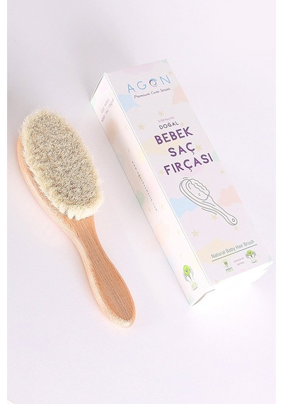 Agon Doğal Keçi Kılı Yumuşak Bebek Saç Fırçası
