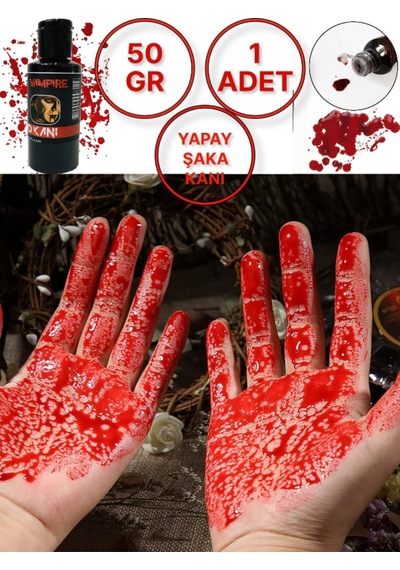 Parti & Tiyatro Kanı - Halloween Cadılar Bayramı 50 Gr. Yapay Vampir Dracula Yapay Kan Boya - 1 Adet