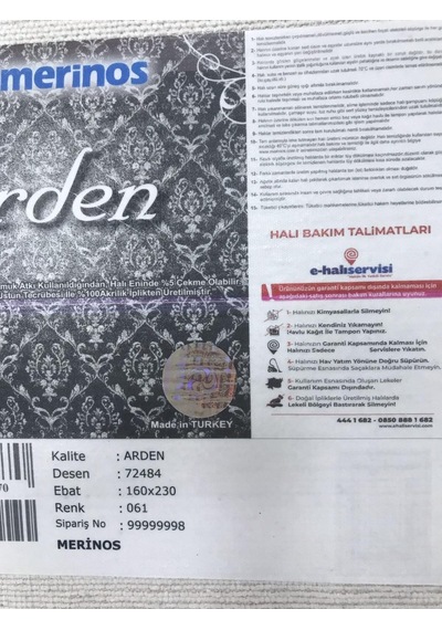 Merinos Halı Arden 72484 061 Serisi Akrilik Salon Oturma Yatak Odası Halısı Krem