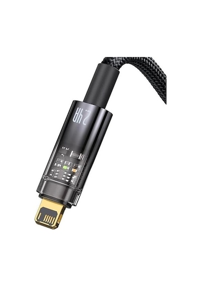 Şeffaf Uçlu İphone 45w Usb Hızlı Ve Dayanıklı Şarj Ve Data Işıklı Örgü Kablo 1 Metre Lisinya