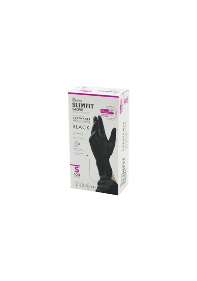 Reflex Slimfit Glove Kod-033 S Siyah Pudrasız Muayene Eldiven 100lü 4801