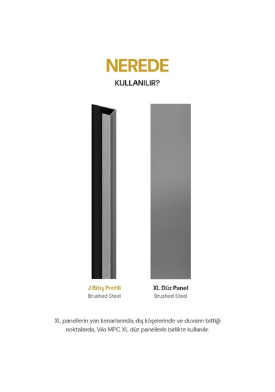 Vilo Mpc J Bitiş Profili Brushed Steel 300cm Xl Duvar Paneli Kenar Ve Dış Köşe Bitişi
