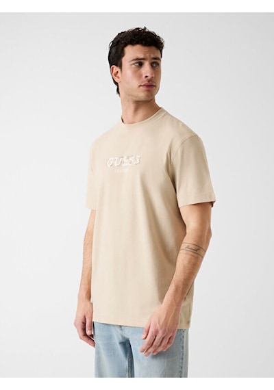 Guess M6gı16k3032 Cn Ss Guess Logo Con Erkek Tişört Bej