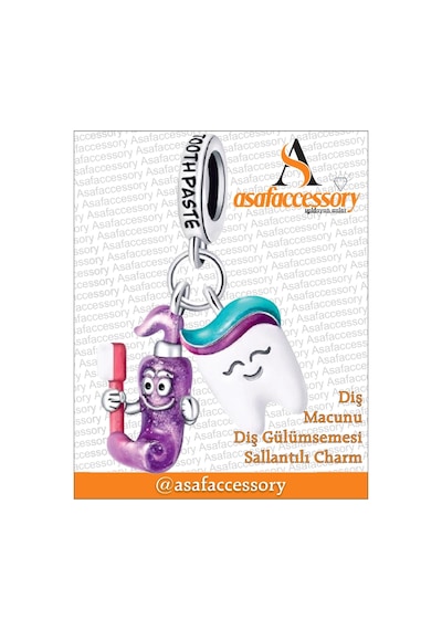 Diş Macunu Diş Gülümsemesi Sallantılı Charm Asafaccessory Beyaz