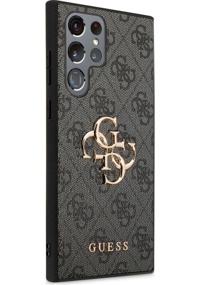 Galaxy Uyumlu S24 Ultra Kılıf Guess Lisanslı Pu Deri Yazı Ve 4g Metal Logolu Desenli Kapak Kahverengi