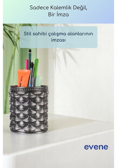 Kalemlik Masa Kalemliği Organizer Kalemlik Gümüş Eskitme Renk Model 85 Çok Renkli