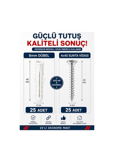 50li Vida Dubel Seti 4x40 8mm Diğer