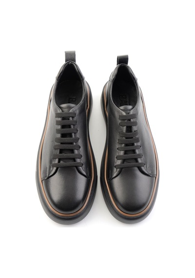 Siyah Hakiki Deri Erkek Sneaker E01811300503 Siyah