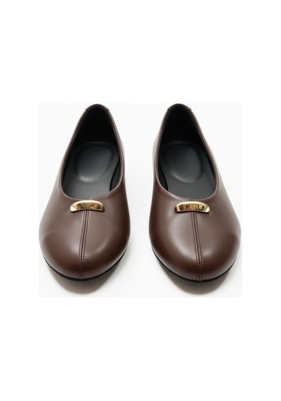 Ne&ve Shoes Kahve Hakiki Deri Gold Aksesuar Detaylı Kadın Günlük Babet Kahverengi