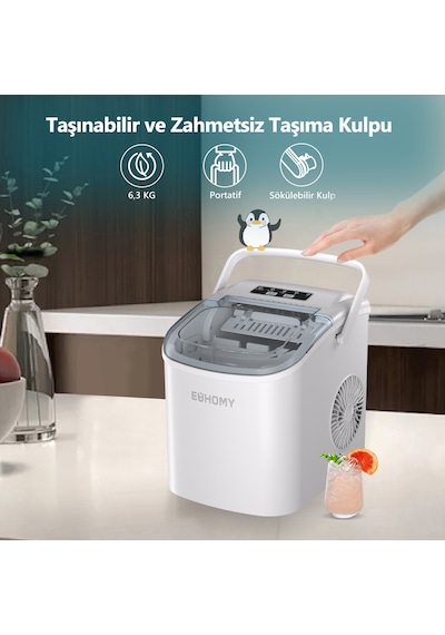 Bullet Kapsül Taşınabilir Buz Makinesi, Otomatik Temizleme, Hızlı Buz Yapma, Im016-bwh