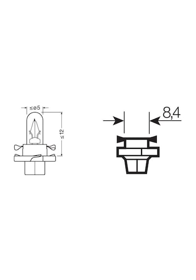 10ad. Ampul T5 12v 1.2w Siyah Soket Gösterge 8.5d Osram 2351 Mfx