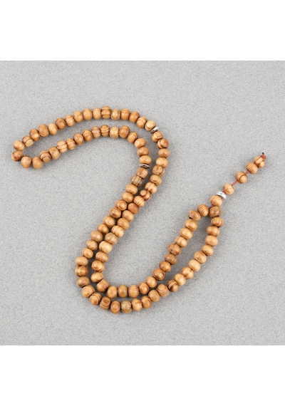 Şimşir Ağacı Vernikli 99luk Tekerlek Kesim 7x5mm Tesbih Açık Kahverengi