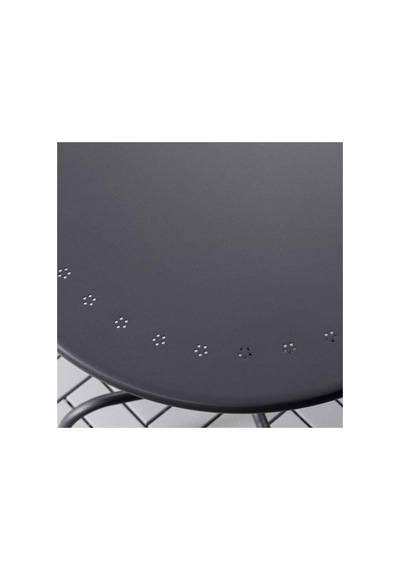 Yuvarlak Balkon-bahçe Masası Gri, Meridyendukkan 70 Cm Lackö Masa 2-4 Kişilik Metal Çok Renkli