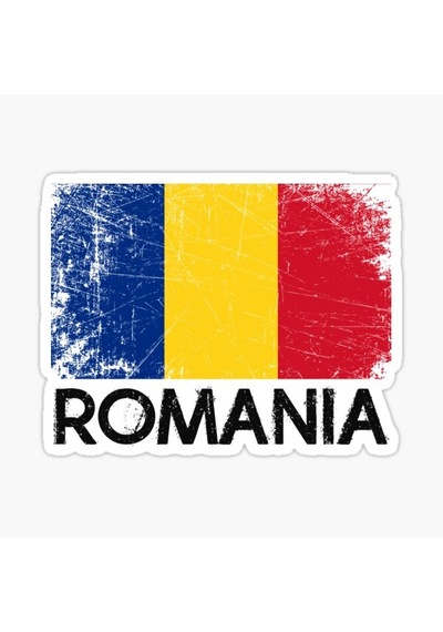 Romanya Bayrak Design Araba Sticker Etiket 19cm