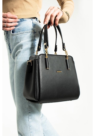 Kadın Kol Çantası Çapraz Askılı Omuz Çantası 30 30 Cm Suni Deri Mega Bag El Çantası Business Siyah