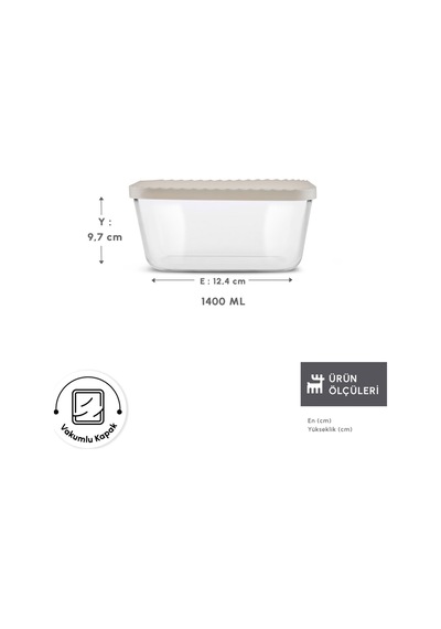 Karaca Bumpy Kare Cam Saklama Kabı 1400 Ml Bej
