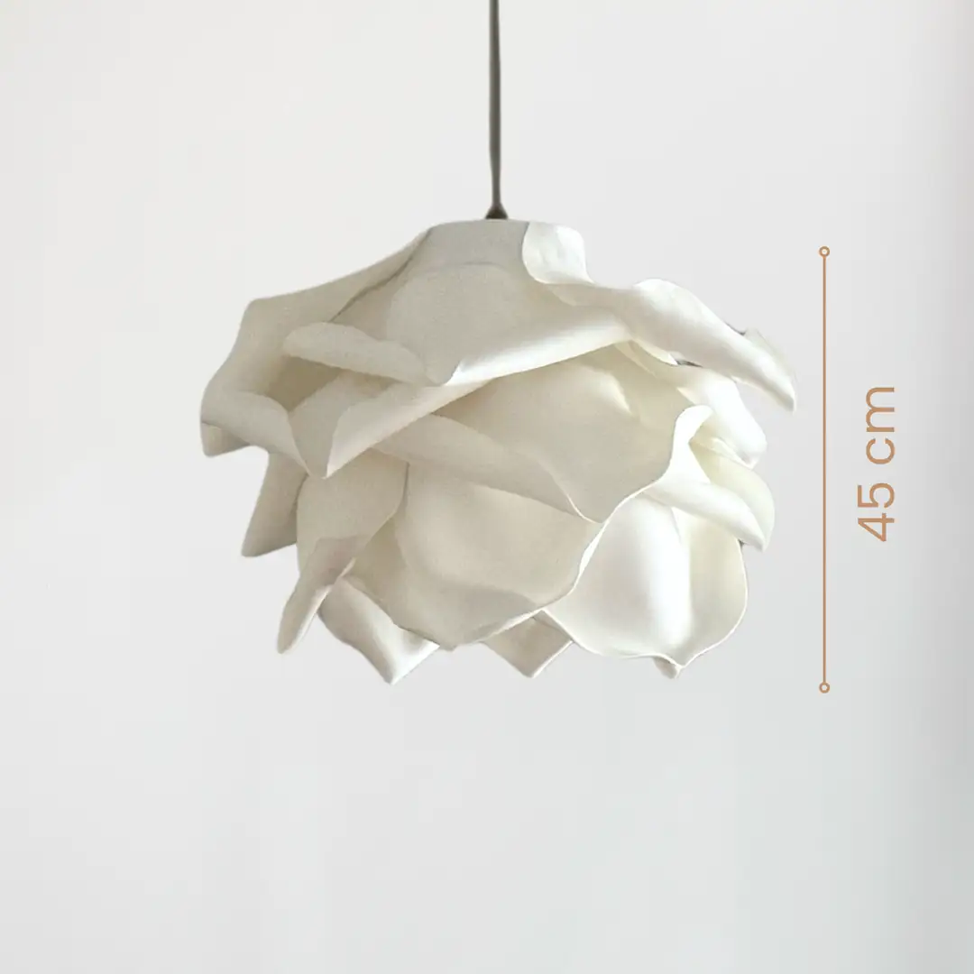Modern Eva Gül Beyaz Tasarım Sarkıt Avize 45 Cm