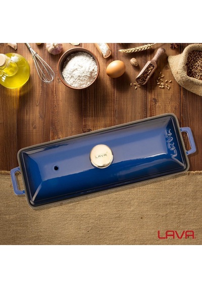 Lava Döküm Ekmek Kabı/terrine, 11x29 Cm, Mavi Diğer